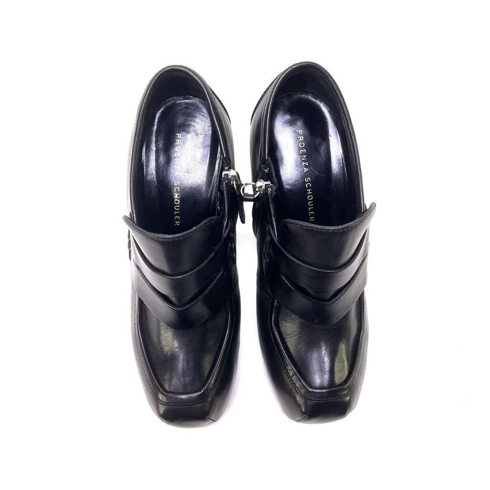 Proenza Schouler Penny Leather Platform Shoes Black Y2K Heels 38 EU / 7.5 US - Picture 9 of 12